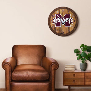 Mississippi State Bulldogs: Faux Barrel Top Wall Clock - The Fan-Brand