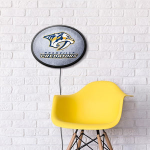 Nashville Predators: Ice Rink - Oval Slimline Lighted Wall Sign - The Fan-Brand