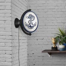 Load image into Gallery viewer, Navy Midshipmen: Anchor - Original Oval Rotating Lighted Wall Sign - The Fan-Brand