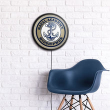 Load image into Gallery viewer, Navy Midshipmen: Anchor - Round Slimline Lighted Wall Sign - The Fan-Brand