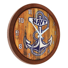 Load image into Gallery viewer, Navy Midshipmen: Anchor - Weathered &quot;Faux&quot; Barrel Top Wall Clock - The Fan-Brand