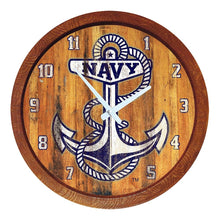 Load image into Gallery viewer, Navy Midshipmen: Anchor - Weathered &quot;Faux&quot; Barrel Top Wall Clock - The Fan-Brand