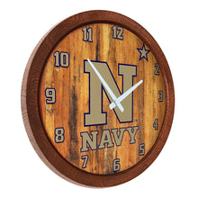 Load image into Gallery viewer, Navy Midshipmen: &quot;Faux&quot; Barrel Top Wall Clock - The Fan-Brand