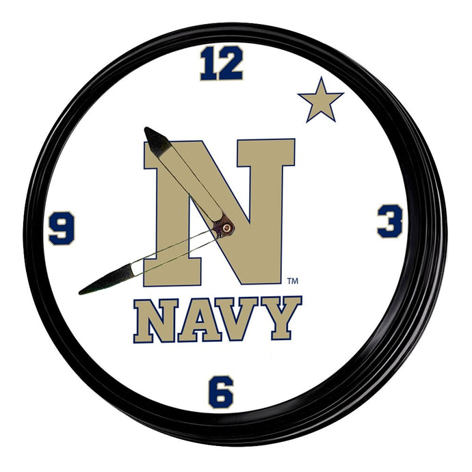 Navy Midshipmen: Retro Lighted Wall Clock - The Fan-Brand
