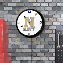 Load image into Gallery viewer, Navy Midshipmen: Retro Lighted Wall Clock - The Fan-Brand