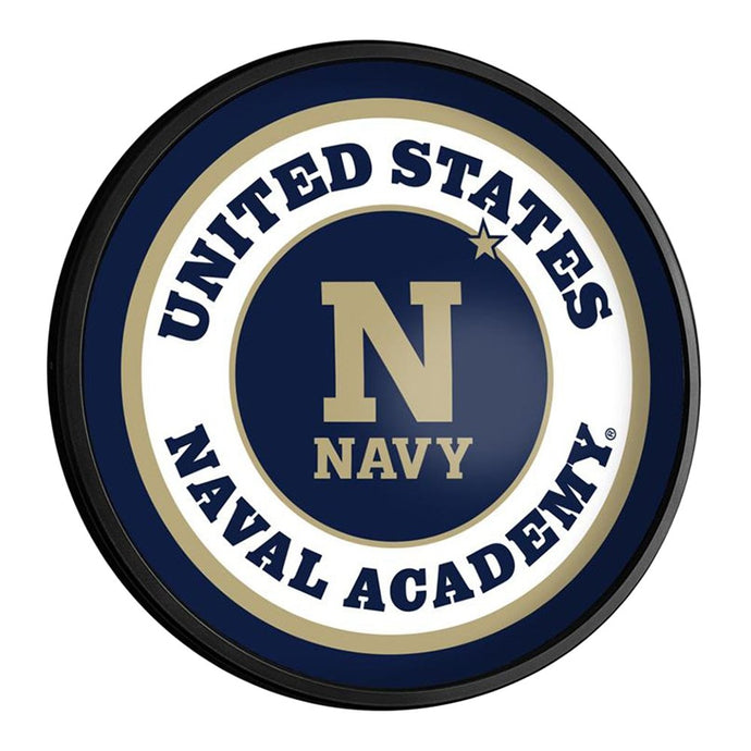 Navy Midshipmen: Round Slimline Lighted Wall Sign - The Fan-Brand