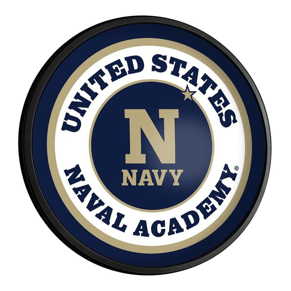 Navy Midshipmen: Round Slimline Lighted Wall Sign - The Fan-Brand