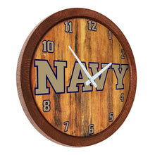 Load image into Gallery viewer, Navy Midshipmen: Wordmark - &quot;Faux&quot; Barrel Top Wall Clock - The Fan-Brand