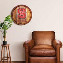 Load image into Gallery viewer, NC State Wolfpack: Weathered &quot;Faux&quot; Barrel Top Sign - The Fan-Brand