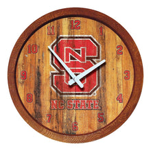 Load image into Gallery viewer, NC State Wolfpack: Weathered &quot;Faux&quot; Barrel Top Wall Clock - The Fan-Brand