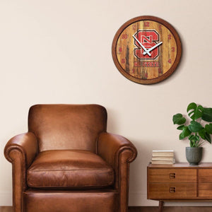NC State Wolfpack: Weathered "Faux" Barrel Top Wall Clock - The Fan-Brand