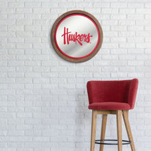 Load image into Gallery viewer, Nebraska Cornhuskers: Huskers - Mirrored Barrel Top Mirrored Wall Sign - The Fan-Brand