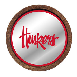 Nebraska Cornhuskers: Huskers - Mirrored Barrel Top Mirrored Wall Sign - The Fan-Brand