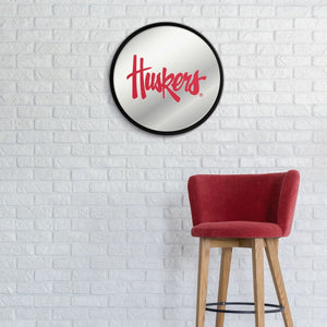 Nebraska Cornhuskers: Huskers - Modern Disc Mirrored Wall Sign - The Fan-Brand