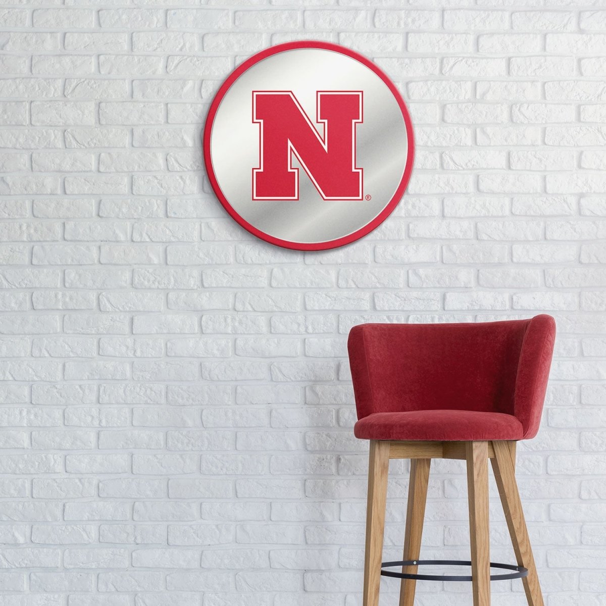 Nebraska Cornhuskers: Modern Disc Mirrored Wall Sign - The Fan-Brand