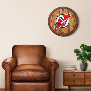 New Jersey Devils: "Faux" Barrel Top Wall Clock - The Fan-Brand