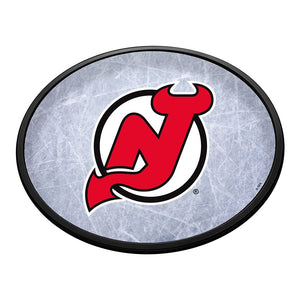 New Jersey Devils: Ice Rink - Oval Slimline Lighted Wall Sign - The Fan-Brand