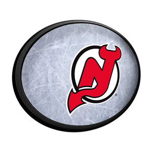 New Jersey Devils: Ice Rink - Oval Slimline Lighted Wall Sign - The Fan-Brand