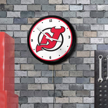 Load image into Gallery viewer, New Jersey Devils: Retro Lighted Wall Clock - The Fan-Brand