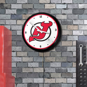 New Jersey Devils: Retro Lighted Wall Clock - The Fan-Brand