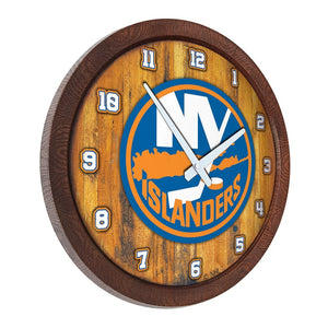New York Islanders: "Faux" Barrel Top Wall Clock - The Fan-Brand