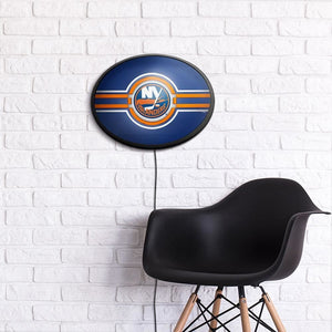 New York Islanders: Oval Slimline Lighted Wall Sign - The Fan-Brand