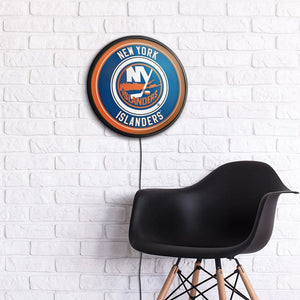 New York Islanders: Round Slimline Lighted Wall Sign - The Fan-Brand