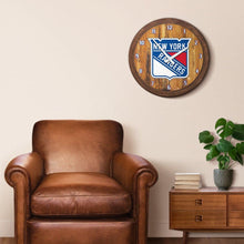 Load image into Gallery viewer, New York Rangers: &quot;Faux&quot; Barrel Top Wall Clock - The Fan-Brand