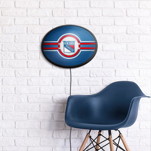 New York Rangers: Oval Slimline Lighted Wall Sign - The Fan-Brand