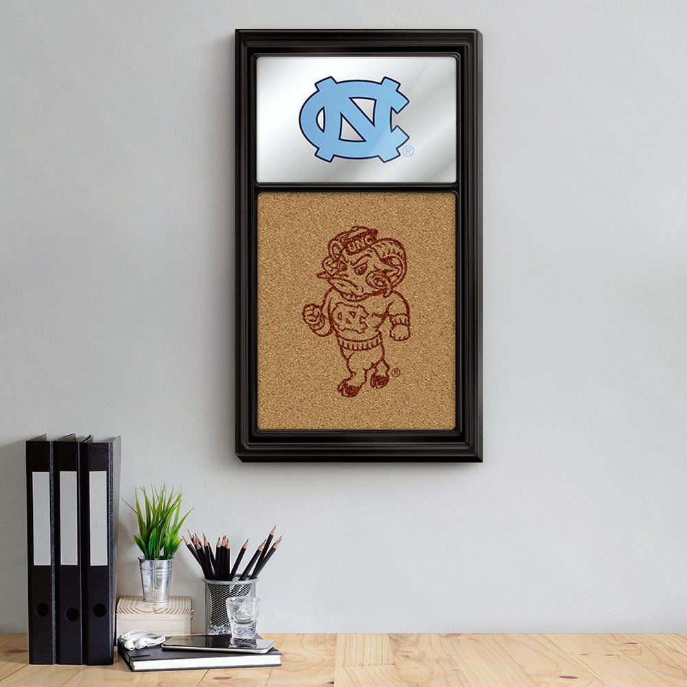 North Carolina Tar Heels: Dual Logo - Mirrored Cork Note Board - The Fan-Brand