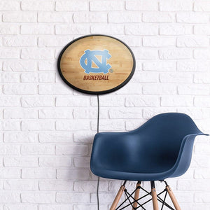 North Carolina Tar Heels: Hardwood - Oval Slimline Lighted Wall Sign - The Fan-Brand