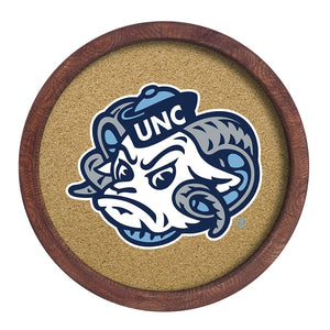 North Carolina Tar Heels: Mascot - "Faux" Barrel Framed Cork Board - The Fan-Brand