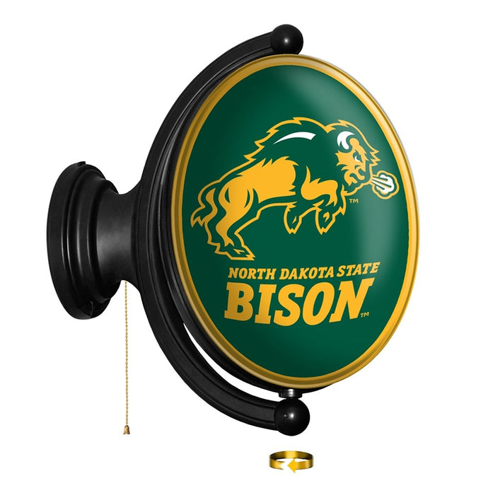 North Dakota State Bison: Charging - Original Oval Rotating Lighted Wall Sign - The Fan-Brand