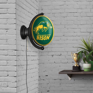 North Dakota State Bison: Charging - Original Oval Rotating Lighted Wall Sign - The Fan-Brand