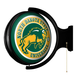 North Dakota State Bison: Charging - Original Round Rotating Lighted Wall Sign - The Fan-Brand