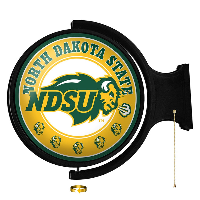 North Dakota State Bison: Original Round Rotating Lighted Wall Sign - The Fan-Brand