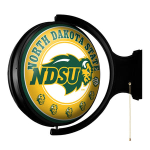 North Dakota State Bison: Original Round Rotating Lighted Wall Sign - The Fan-Brand