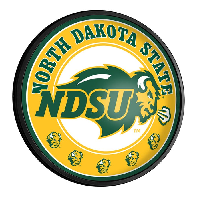 North Dakota State Bison: Round Slimline Lighted Wall Sign - The Fan-Brand