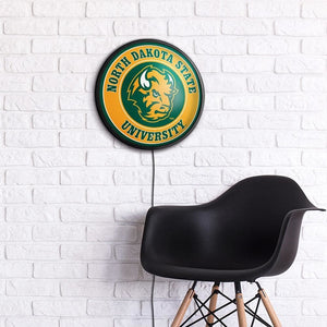 North Dakota State Bison: Thundar - Round Slimline Lighted Wall Sign - The Fan-Brand