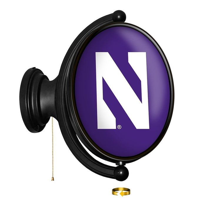 Northwestern Wildcats: Original Oval Rotating Lighted Wall Sign - The Fan-Brand