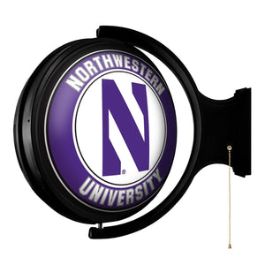 Northwestern Wildcats: Original Round Rotating Lighted Wall Sign - The Fan-Brand