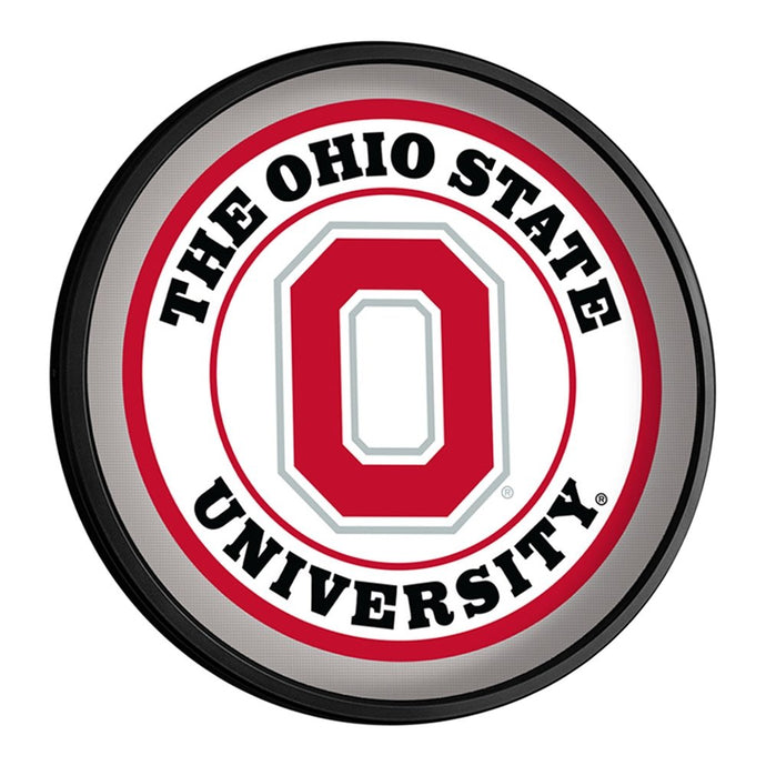 Ohio State Buckeyes: Block O - Round Slimline Lighted Wall Sign - The Fan-Brand
