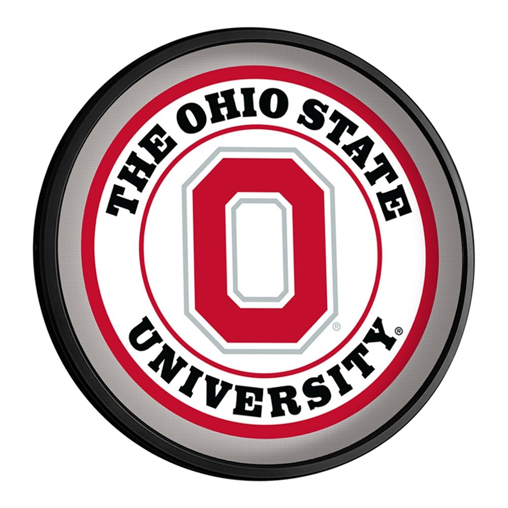 Ohio State Buckeyes: Block O - Round Slimline Lighted Wall Sign - The Fan-Brand