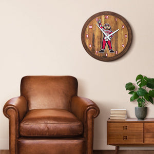 Ohio State Buckeyes: Brutus - "Faux" Barrel Top Wall Clock - The Fan-Brand