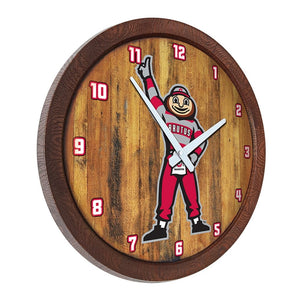 Ohio State Buckeyes: Brutus - "Faux" Barrel Top Wall Clock - The Fan-Brand