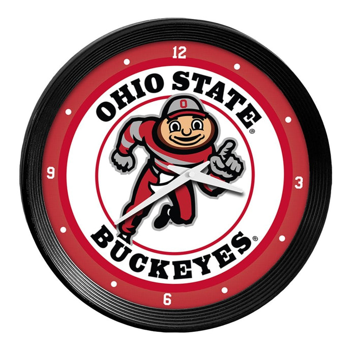 Ohio State Buckeyes: Brutus - Ribbed Frame Wall Clock - The Fan-Brand