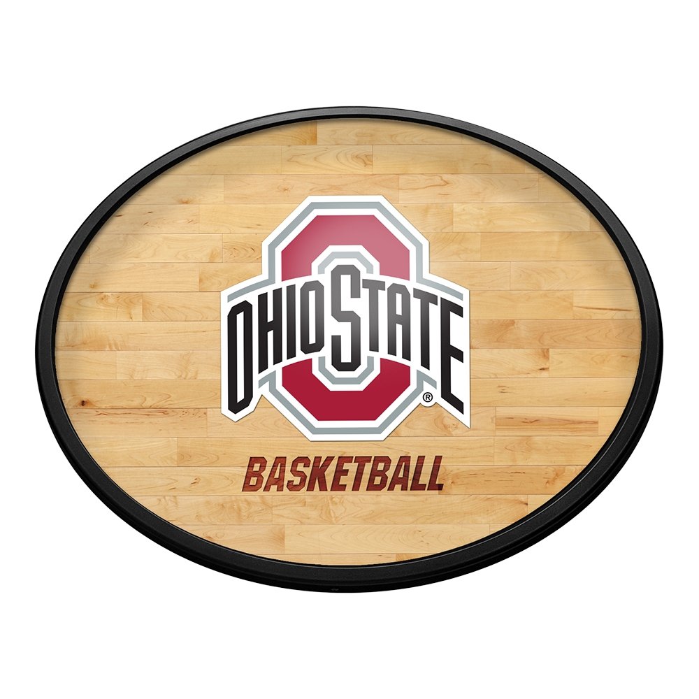 Ohio State Buckeyes: Hardwood - Oval Slimline Lighted Wall Sign - The Fan-Brand