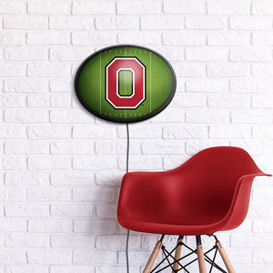 Ohio State Buckeyes: On the 50 - Oval Slimline Lighted Wall Sign - The Fan-Brand