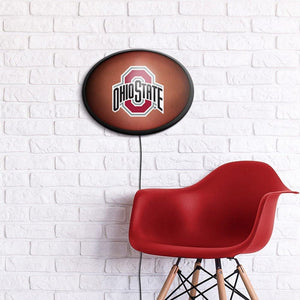 Ohio State Buckeyes: Pigskin - Oval Slimline Lighted Wall Sign - The Fan-Brand