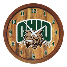 Load image into Gallery viewer, Ohio University Bobcats: &quot;Faux&quot; Barrel Top Wall Clock - The Fan-Brand
